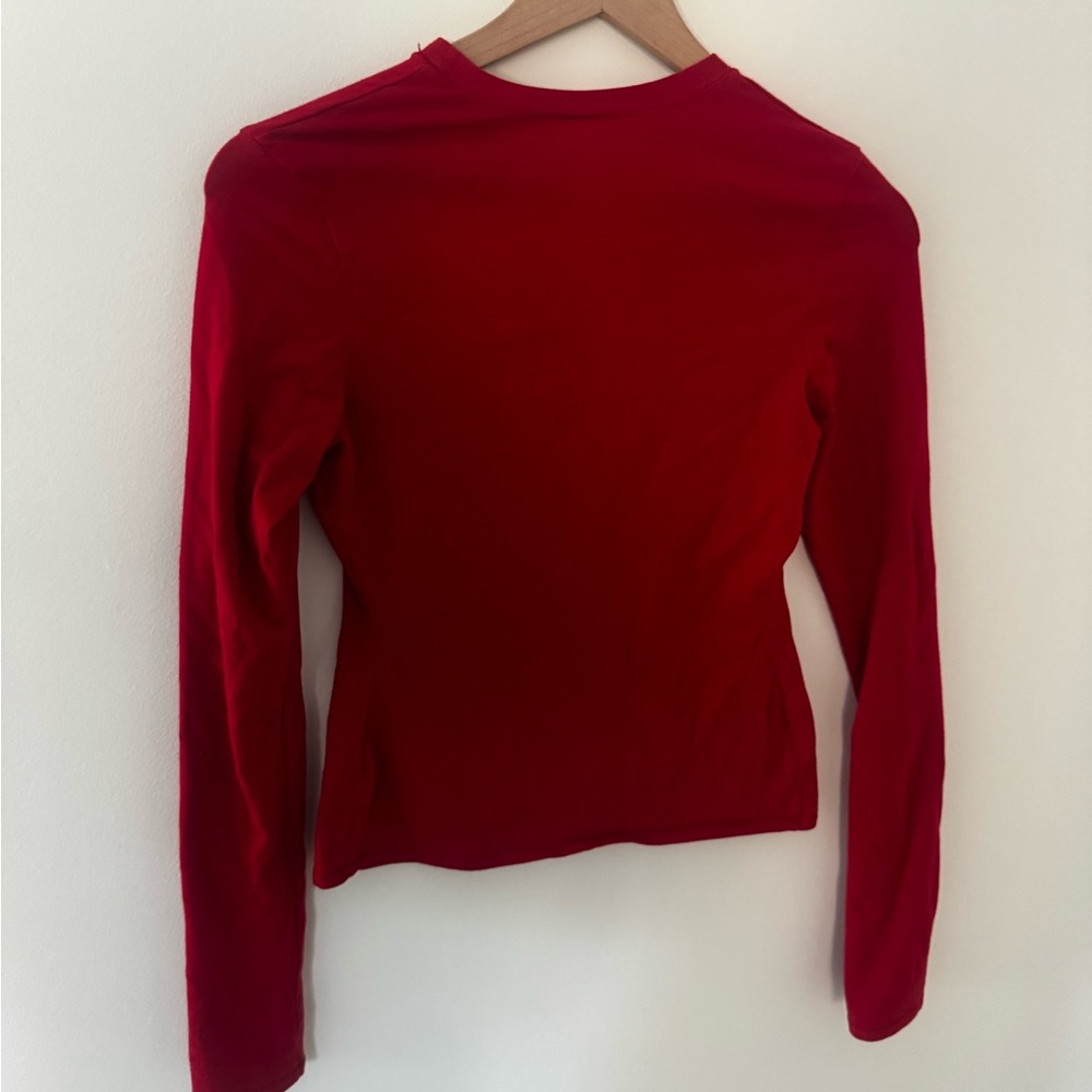 Skims Cotton Jersey Red Long Sleeve Tee, size Medium - Picture 2 of 3